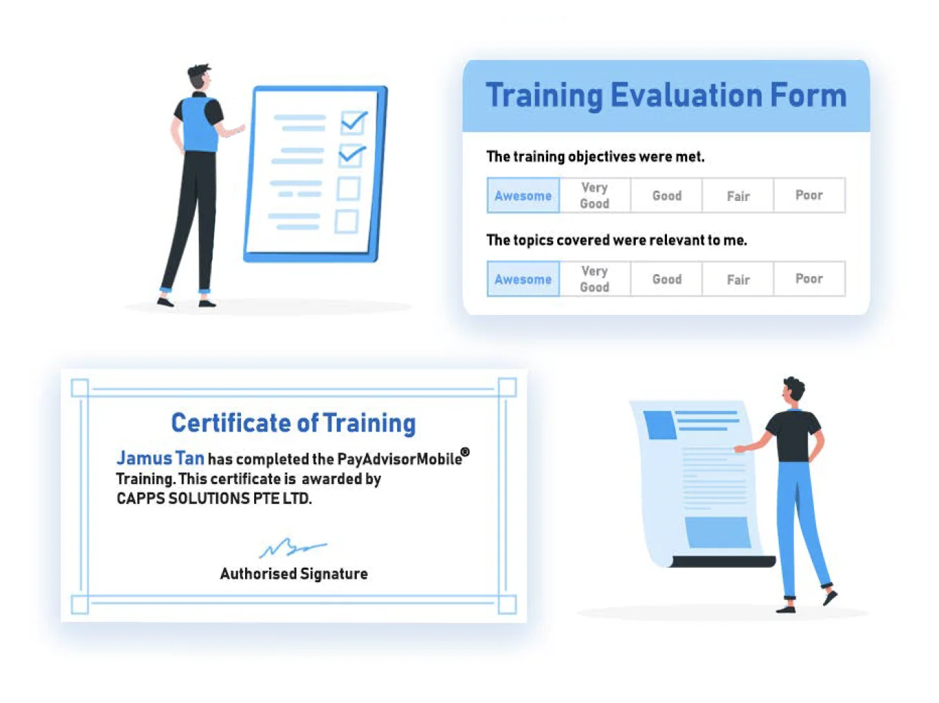 Training and development workflow diagram showing approval to completion